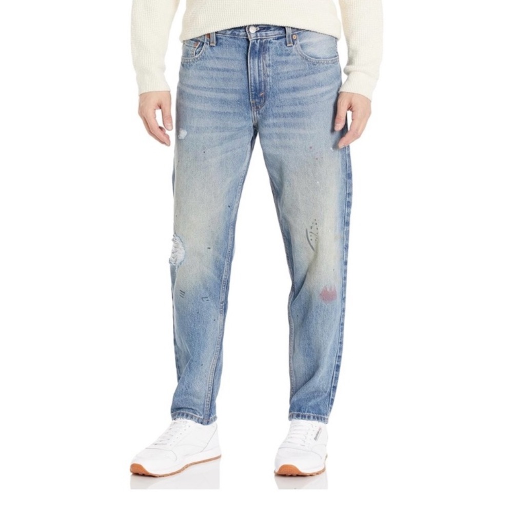 Levi’s 550 ‘92 Men’s Relaxed Fit Tapered Painted Jeans 29x32 Blue Denim